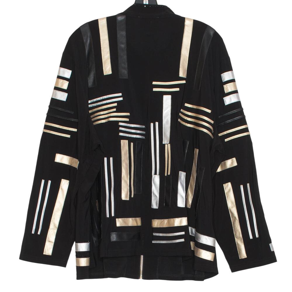 Drapers & Damons Jacket Minimalist Contemporary Artsy Zip Metallic Black 3XL - Picture 3 of 7